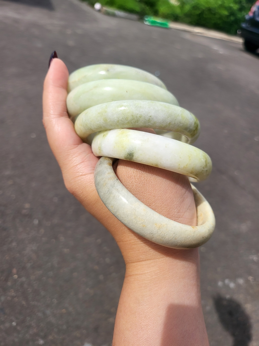 Natural Light Green Jade Bangle Bracelet - Women Jewelry